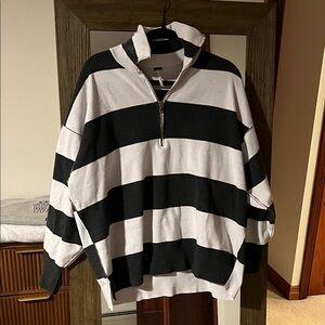 Black and White Striped Women’s Quarter Zip
